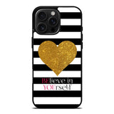 Stripes gold heart iPhone 16 Pro Max Case OV2313