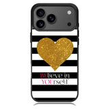 Stripes gold heart iPhone 17 Pro Case OV2313