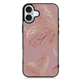 Butterfly Rose Gold iPhone 16 Plus Case QC10341