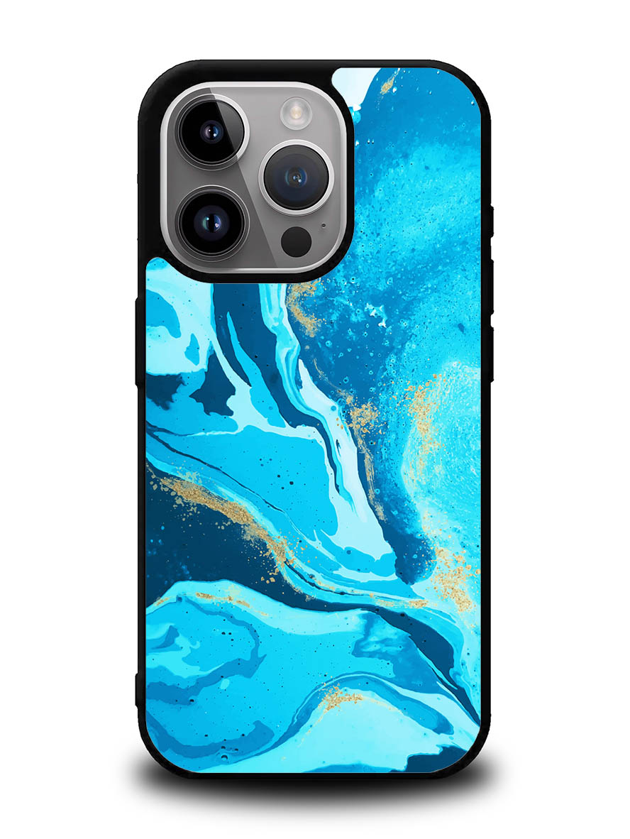 Marble Pattern Blue iPhone 15 Pro Case OV3394