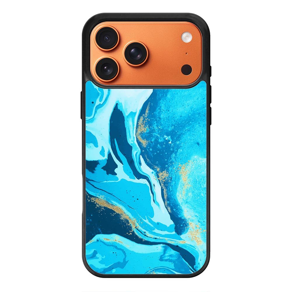 Marble Pattern Blue iPhone 17 Pro Case QC3394
