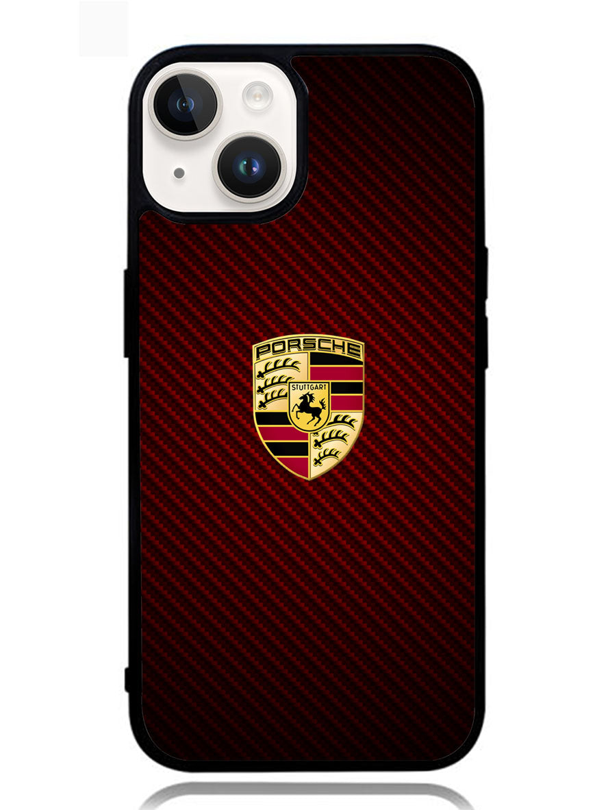 Porsche Logo Carbon Red iPhone 14 Plus Case