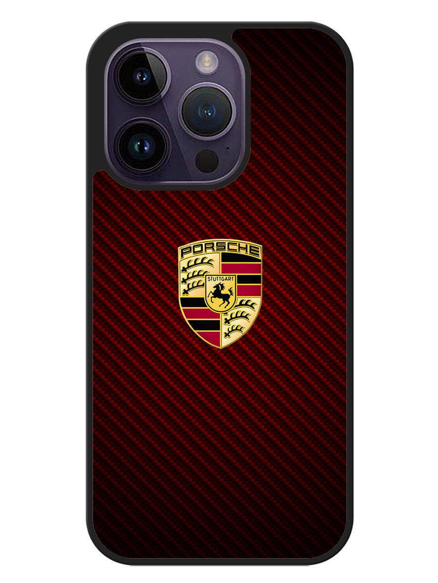 Porsche Logo Carbon Red iPhone 14 Pro Case OV2845