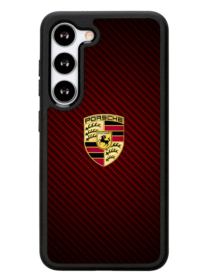 Porsche Logo Carbon Red Samsung Galaxy S23 Plus 5G / Samsung Galaxy S23+ 5G Case