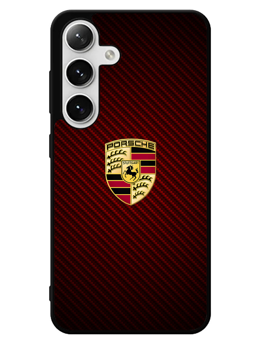 Porsche Logo Carbon Red Samsung Galaxy S25 5G Case