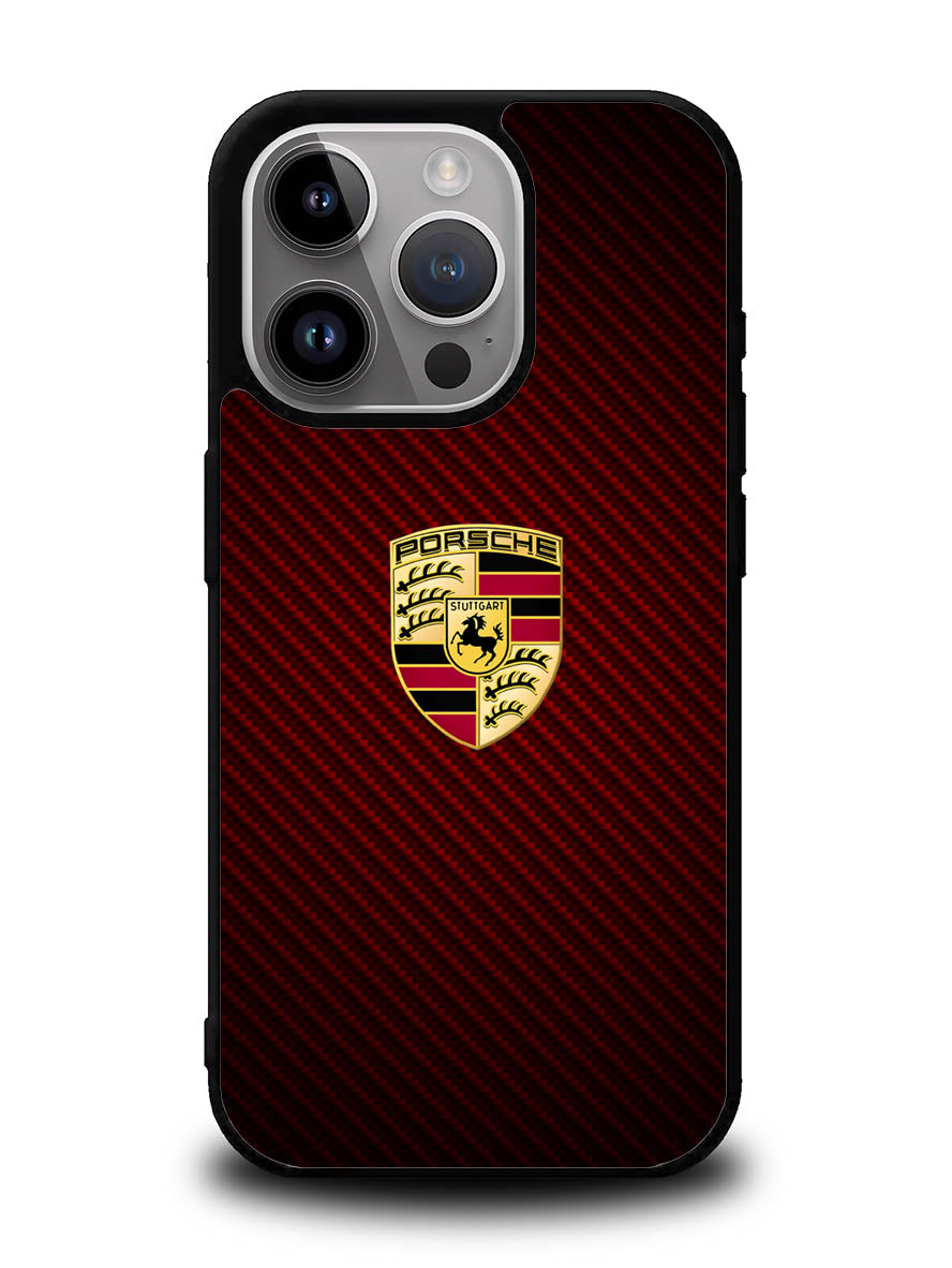 Porsche Logo Carbon Red iPhone 16 Pro Case