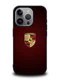 Porsche Logo Carbon Red iPhone 15 Pro Case