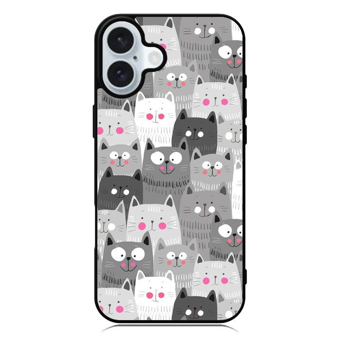 Cat Pattern iPhone 16 Plus Case