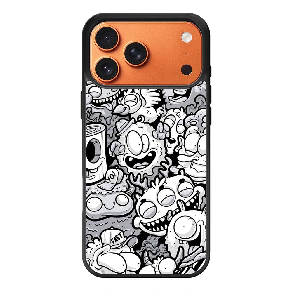 Doodle Art Cartoon iPhone 17 Pro Case