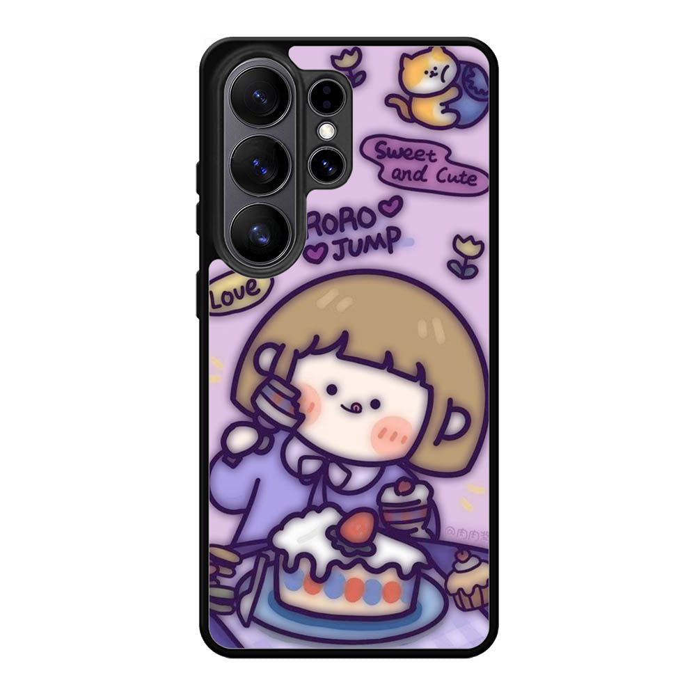 Cute Roro Jump Eat the Sweet Cake Samsung Galaxy S26 Ultra Case QC11210