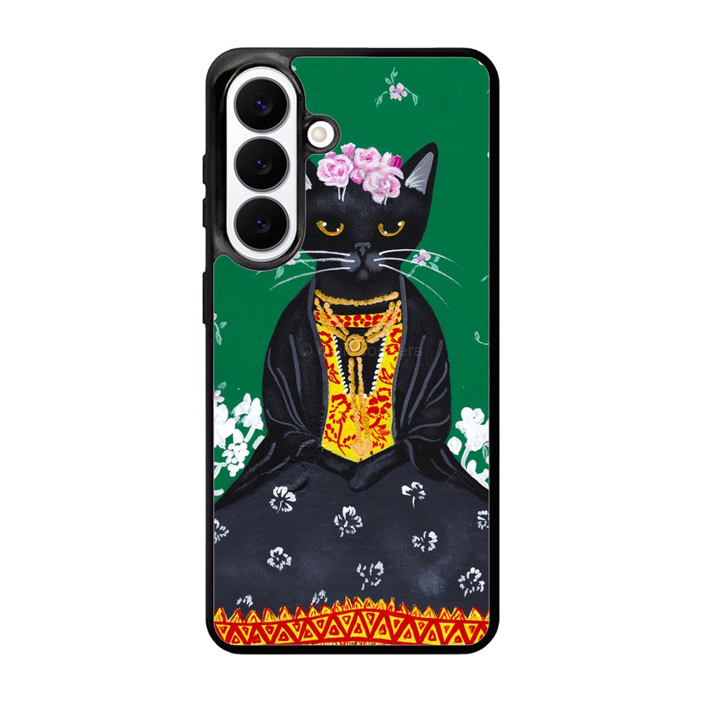 Frida Catlo Floral Black Cat Samsung Galaxy S26 Plus Case OV1215