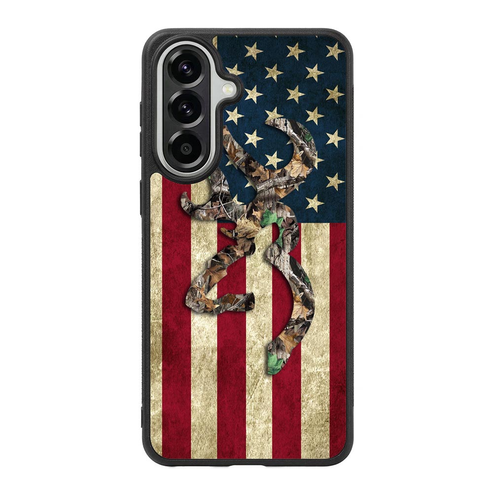 Browning Deer Real Tree Camo USA Flag Samsung Galaxy A57 Case