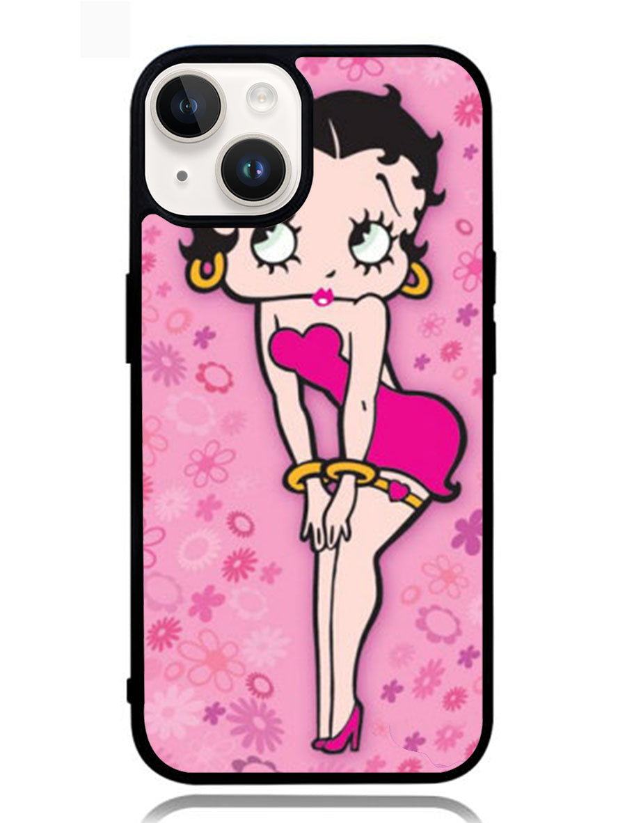 Betty Boop Pink Background flowers Google iPhone 14 Case OV1885
