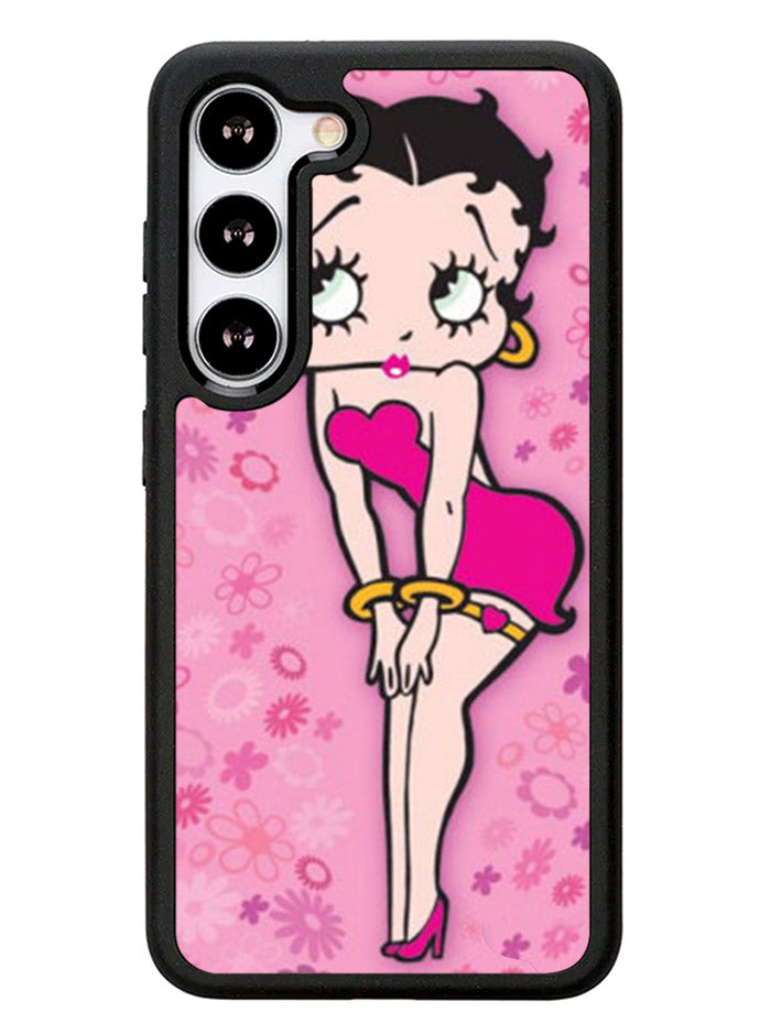 Betty Boop Pink Background flowers Samsung Galaxy S23 Plus 5G / Samsung Galaxy S23+ 5G Case