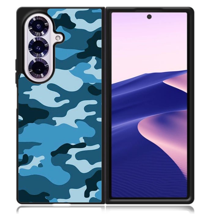 Camouflage Blue Samsung Galaxy Z Fold 7 Case OV4382