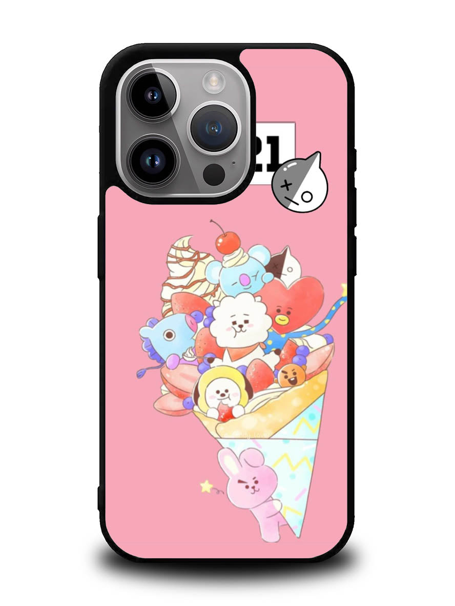 BTS BT21 Pink Cute iPhone 14 Pro Max Case QC4309