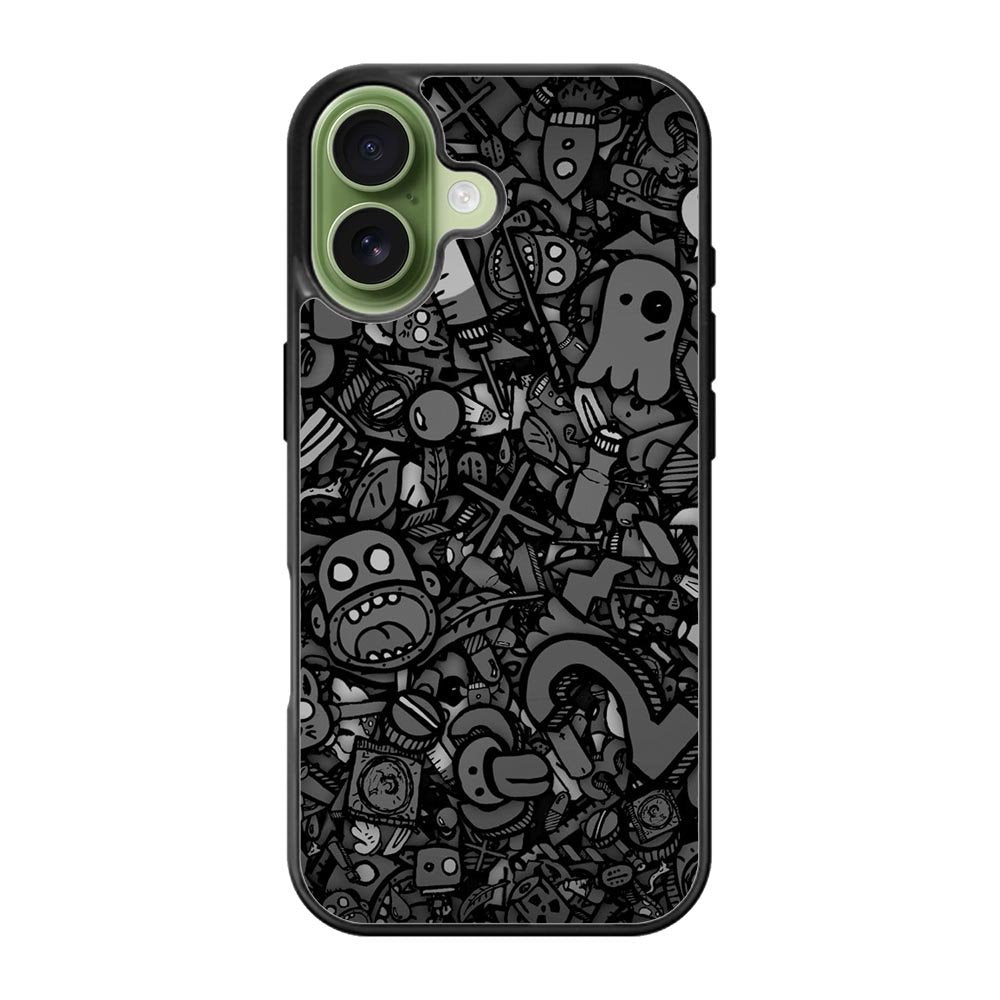 Doodle Grey Cool iPhone 17 Case OV7100