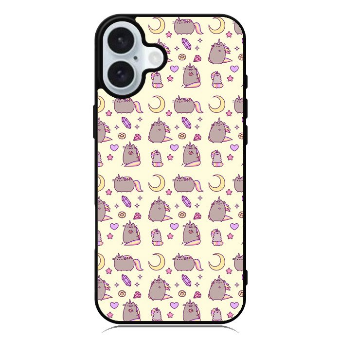 Pusheen The Cat Moon Pattern iPhone 16 Plus Case QC6948