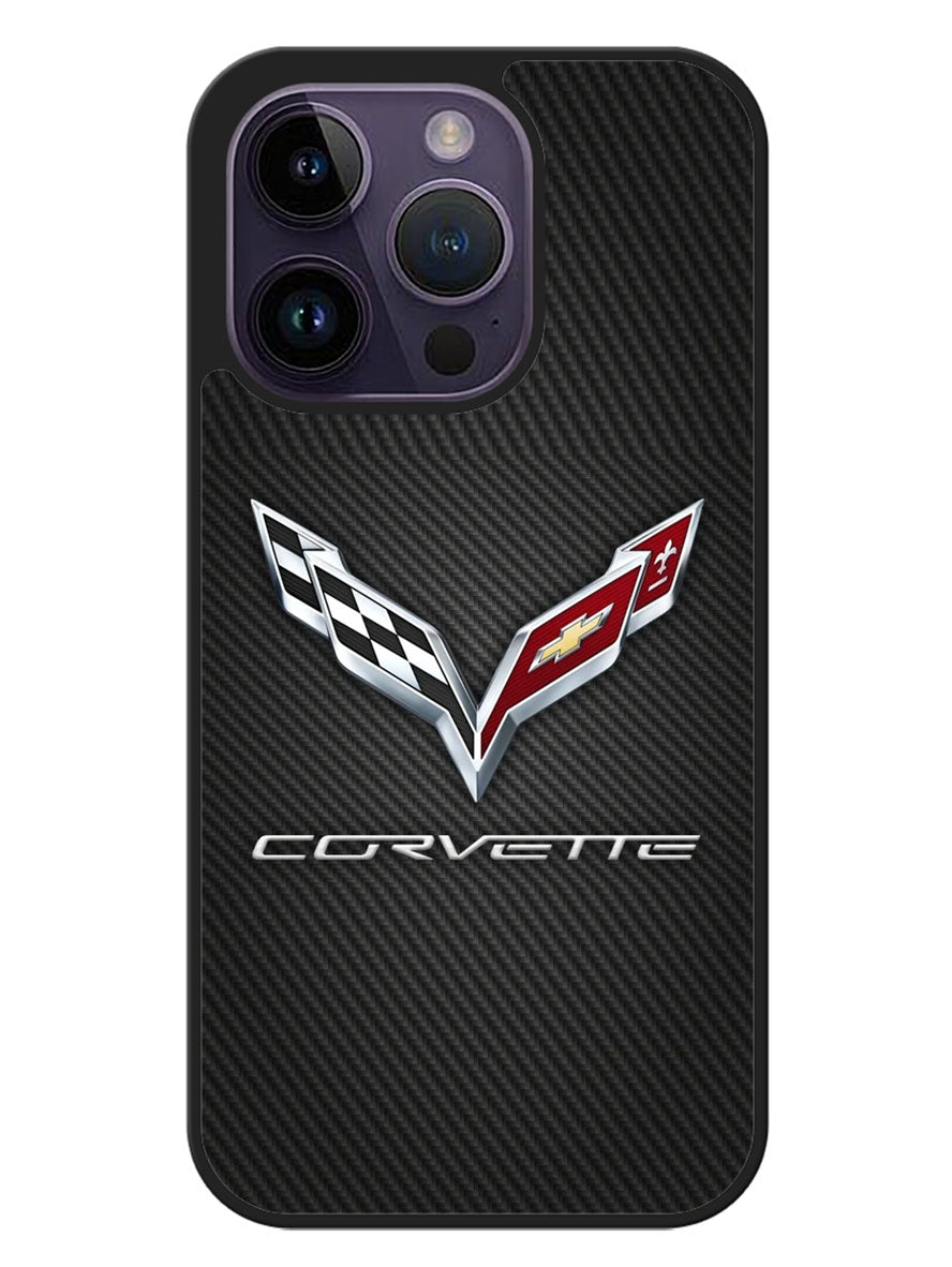 Corvette Logo Carbon 2nd iPhone 14 Pro Case