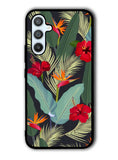 pattern tropical leaves with red hibiscus flower and bird of paradise Samsung Galaxy A14 5G Case QC10790