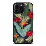 pattern tropical leaves with red hibiscus flower and bird of paradise iPhone 16 Pro Max Case OV10790