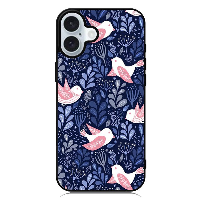 Bird Flower Pattern iPhone 16 Plus Case QC10906
