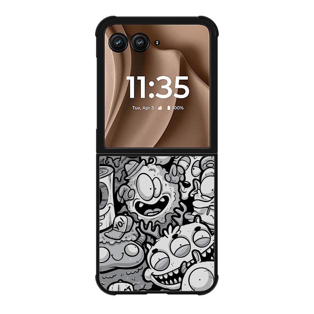Black Doodle Motorola Moto RAZR Plus 2025 Case OV9476
