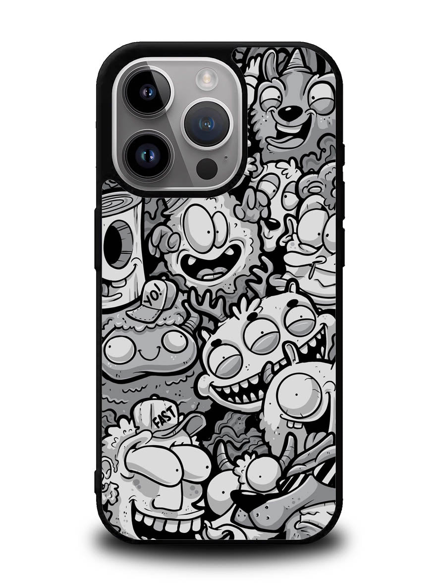 Black Doodle iPhone 14 Pro Max Case QC9476
