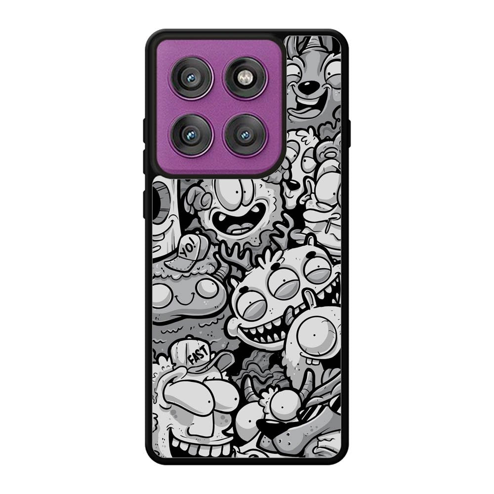 Black Doodle Motorola Moto Edge 60 Pro Case OV9476