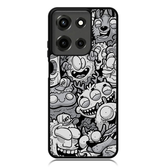 Black Doodle Motorola Moto G 5G 2025 Case OV9476