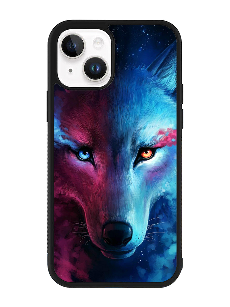 Wolf Art Blue Red iPhone 15 Case OV8673