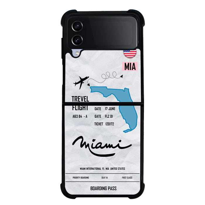Custom Miami Boarding Pass FLF0570 Samsung Galaxy Z Flip 5 , Z Flip 4 , Z Flip 3 ,  Z Fold 5 , Z Fold 4 , Z Fold 3 5G Case