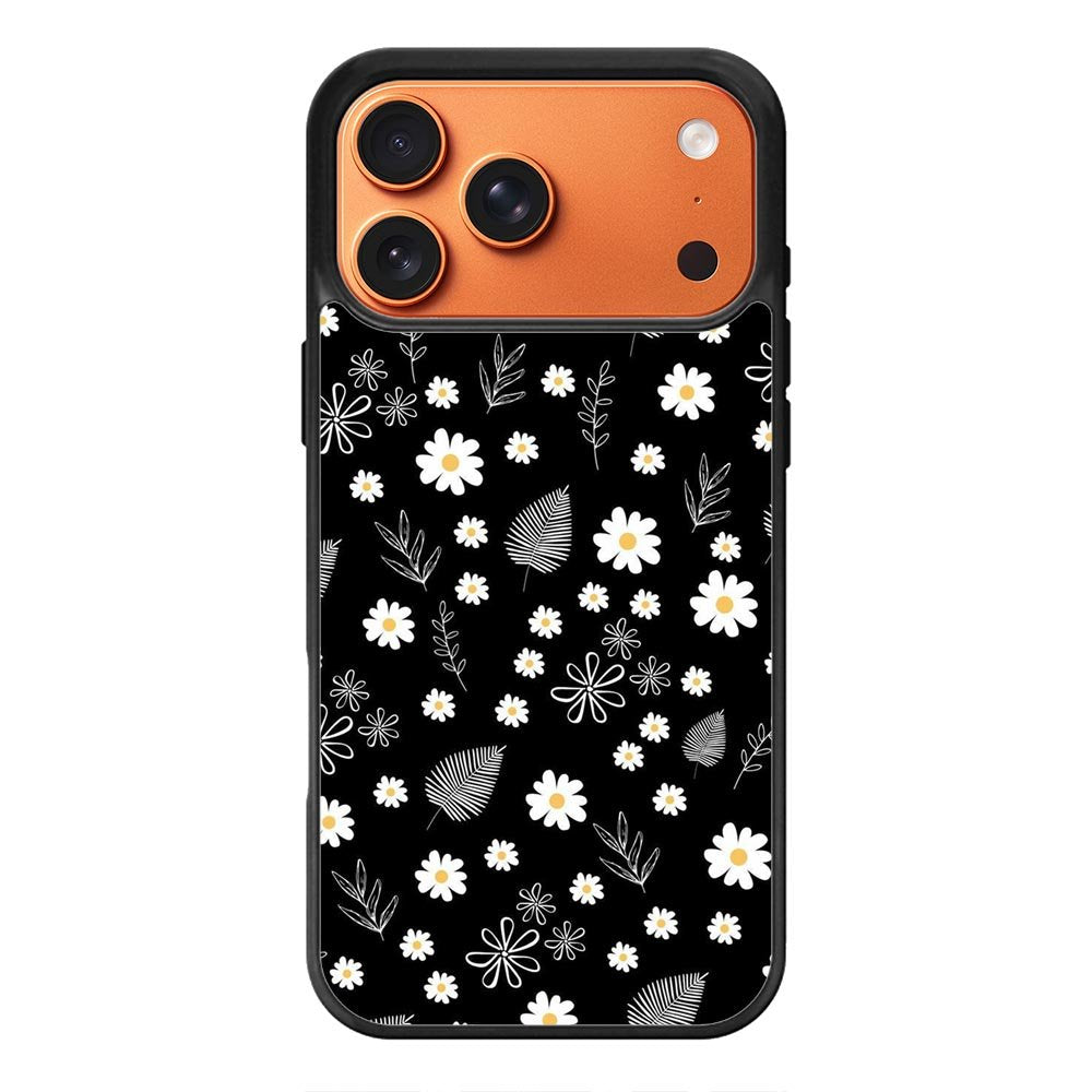 Floral Flower Black White iPhone 17 Pro Case QC11088