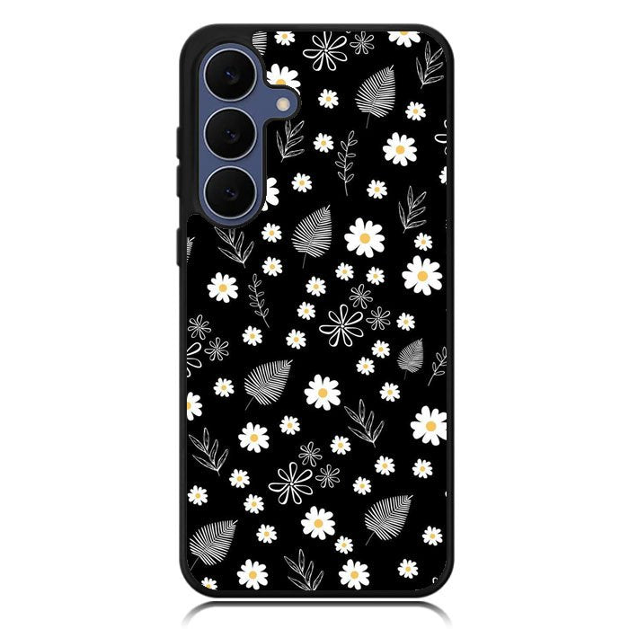 Floral Flower Black White Samsung Galaxy S25 FE Case OV11088