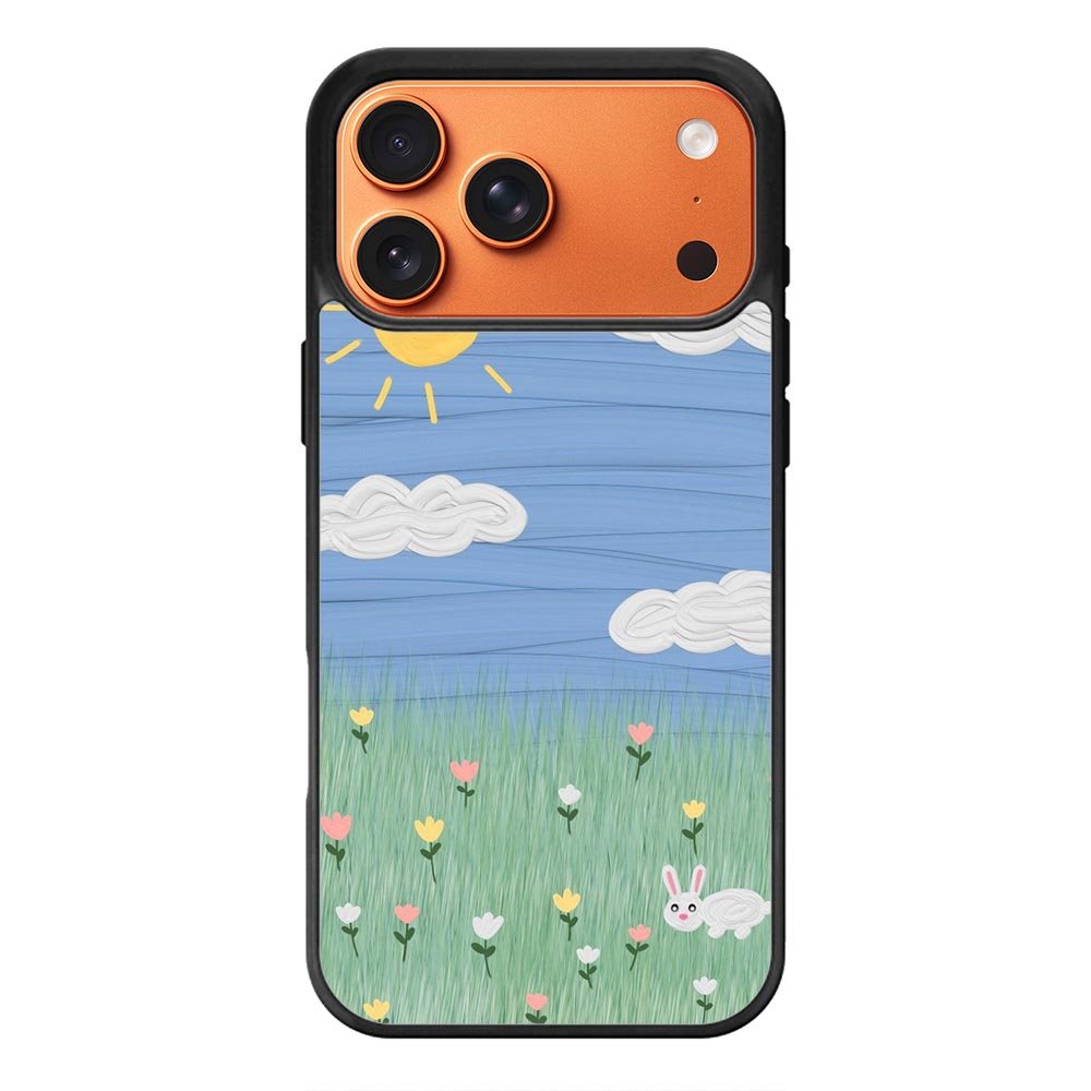 Summer Rabbit and Flower iPhone 17 Pro Case QC11048