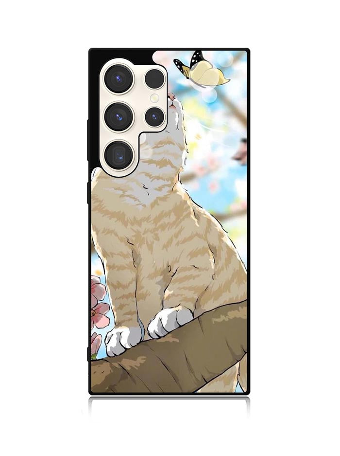 Cat and Butterfly Cartoon Samsung Galaxy S24 Ultra 5G Case OV11191