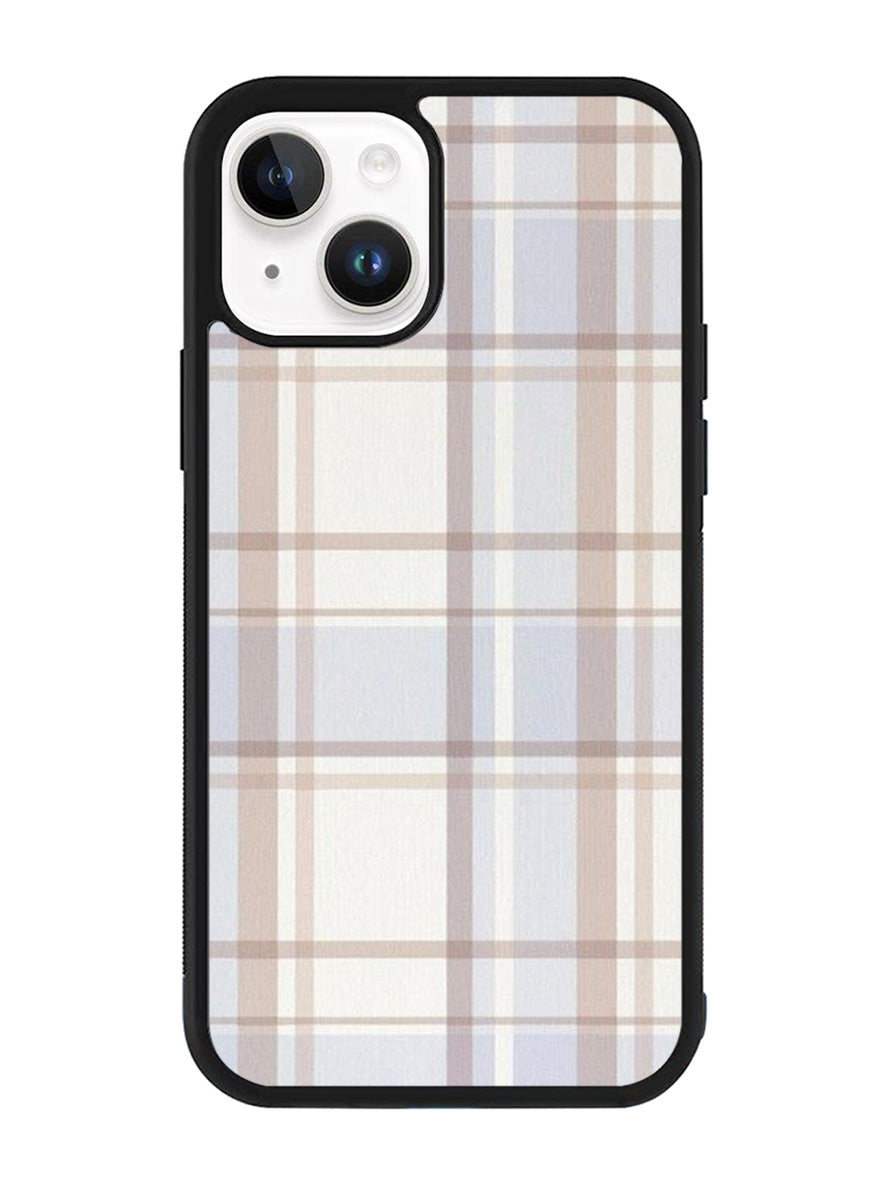Grid Aesthetic Soft Brown iPhone 15 Case OV11102