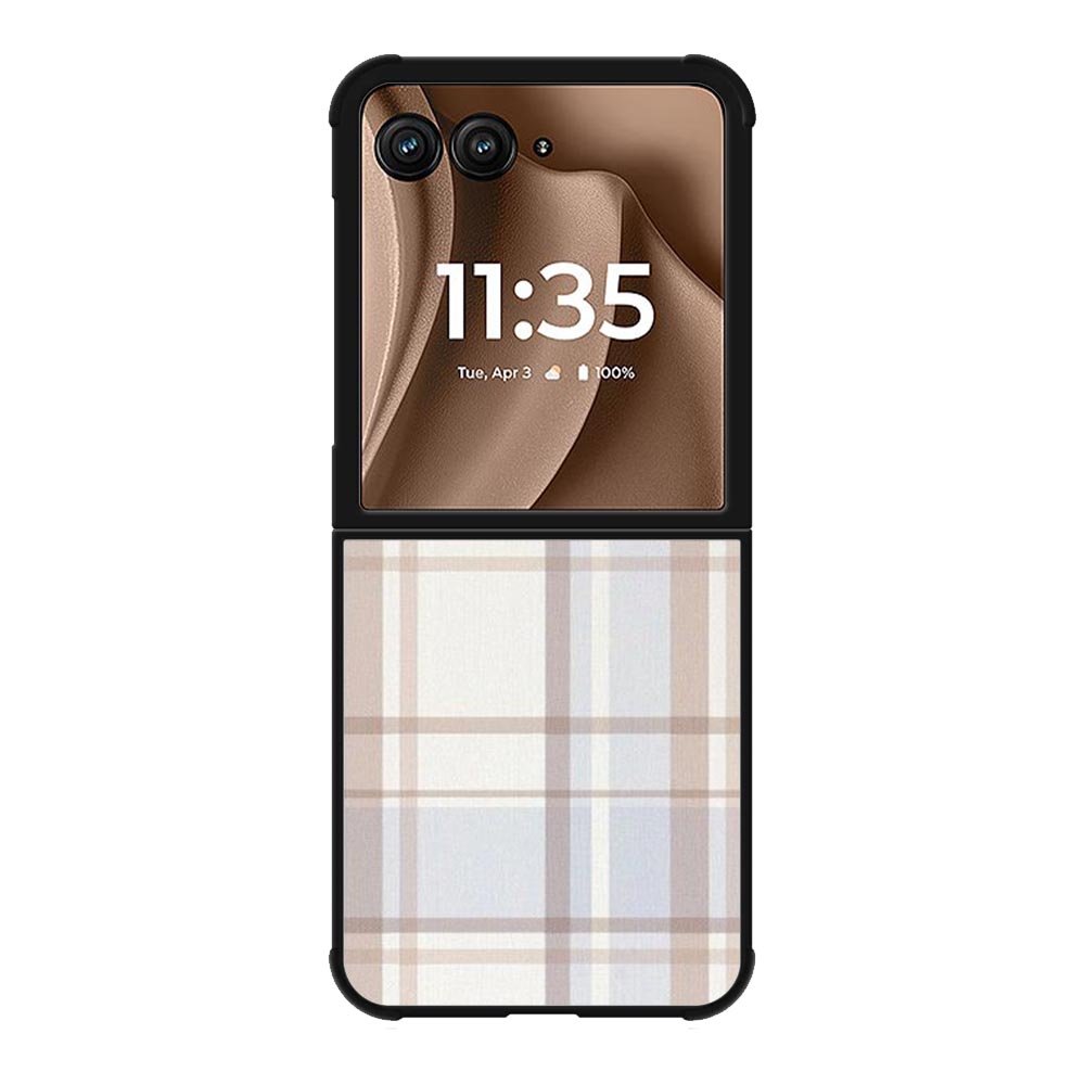 Grid Aesthetic Soft Brown Motorola Moto RAZR Plus 2025 Case OV11102