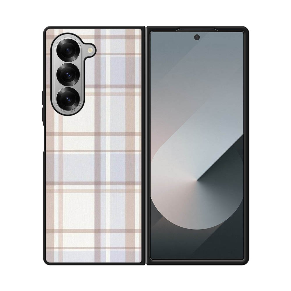Grid Aesthetic Soft Brown Samsung Galaxy Z Fold 7 5G Case OV11102