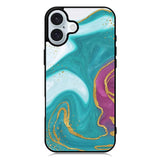 Marble Green and Purple iPhone 16 Plus Case QC10963