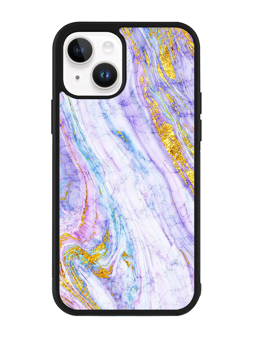 Marble Purple Gold Soft iPhone 15 Plus Case OV10965