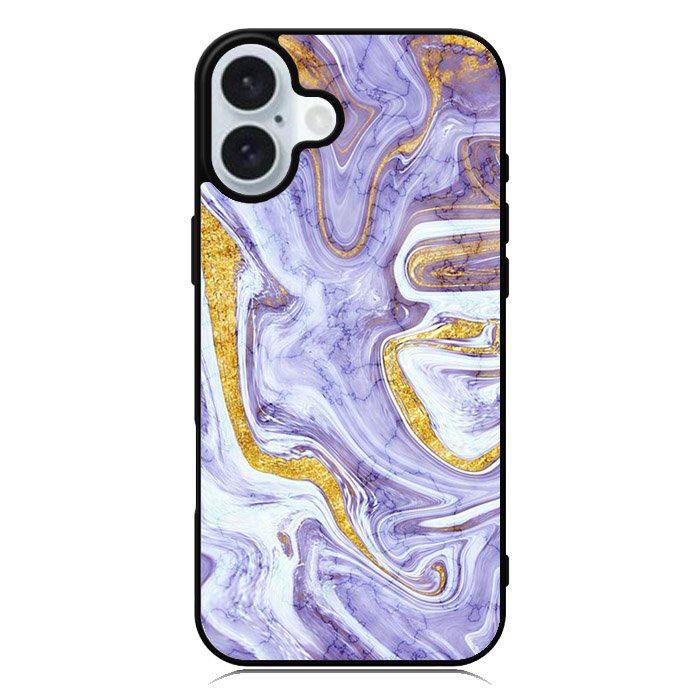 Beautifull Marble Purple and Gold iPhone 16 Plus Case QC11157
