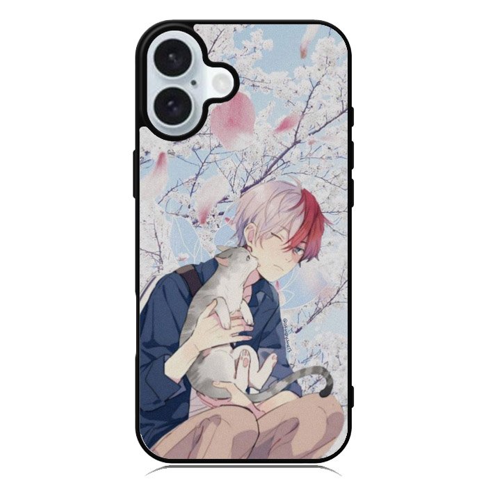 anime boy with cat iPhone 16 Plus Case QC0097