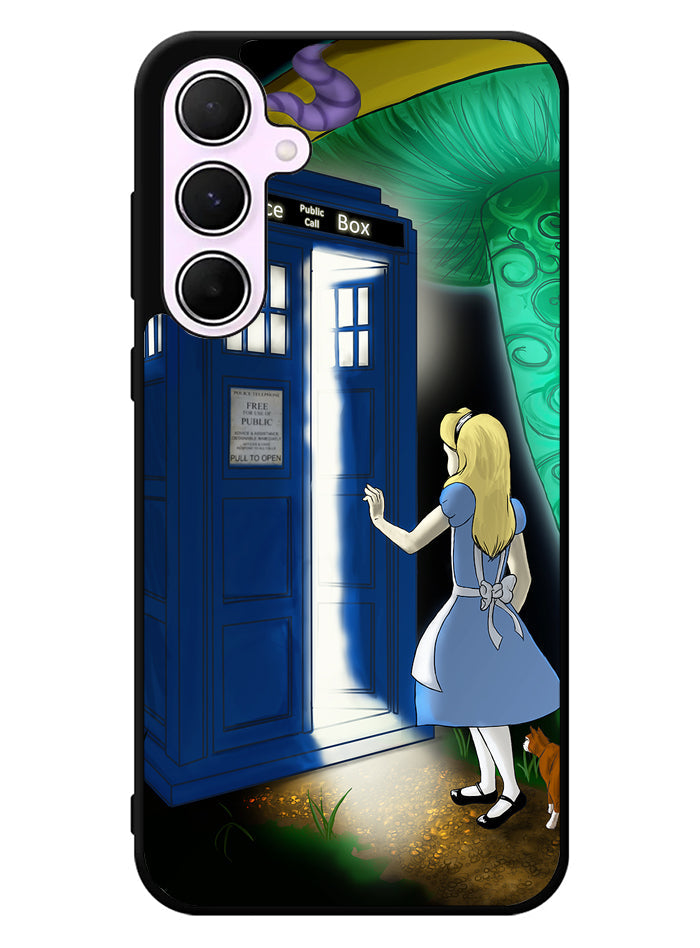 Alice Wonderland On Tardis Samsung Galaxy A55 5G Case