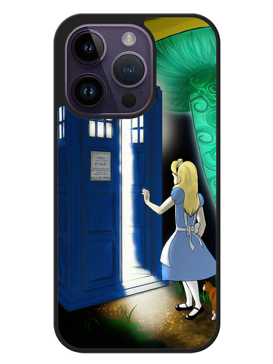 Alice Wonderland On Tardis Google iPhone 14 Pro Case OV0231