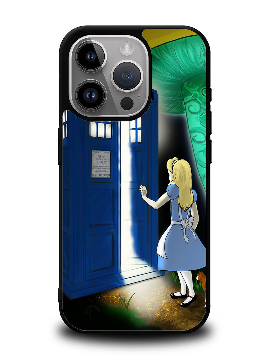 Alice Wonderland On Tardis iPhone 16 Pro Max Case