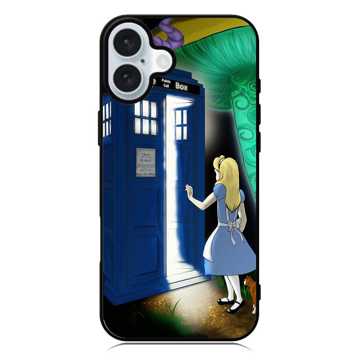 Alice Wonderland On Tardis iPhone 16 Case