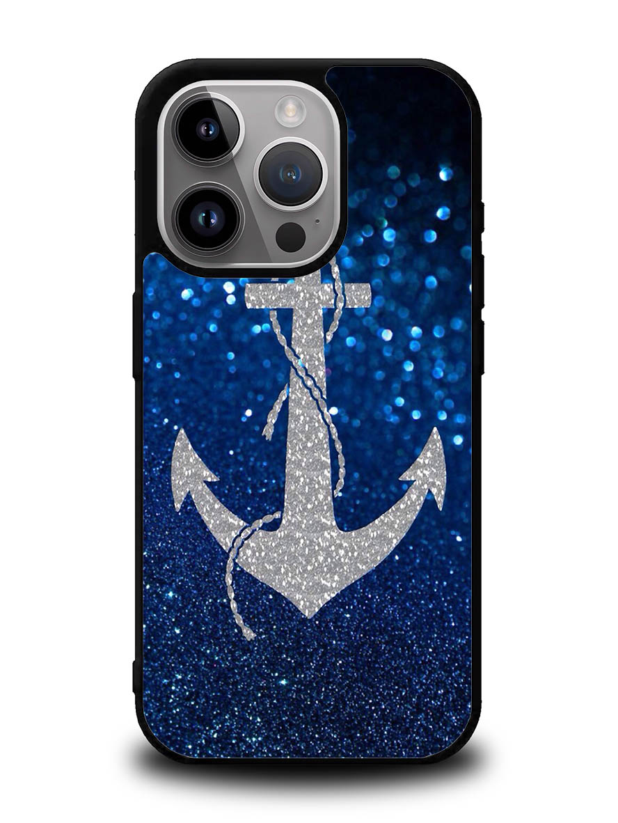 Blue Glitters Anchor iPhone 14 Pro Case QC0234