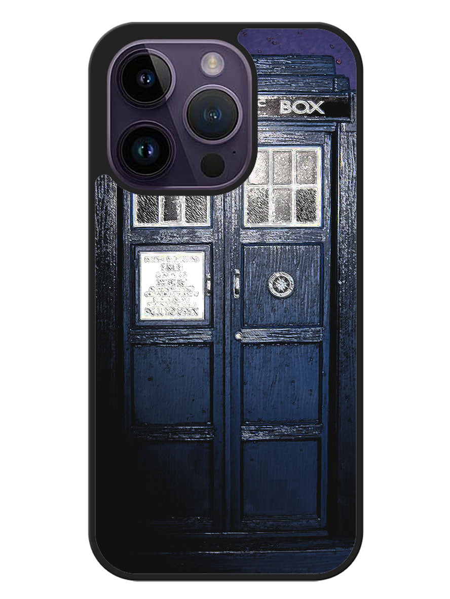 Dark Blue Tardis Doctor Who Toy iPhone 14 Pro Case