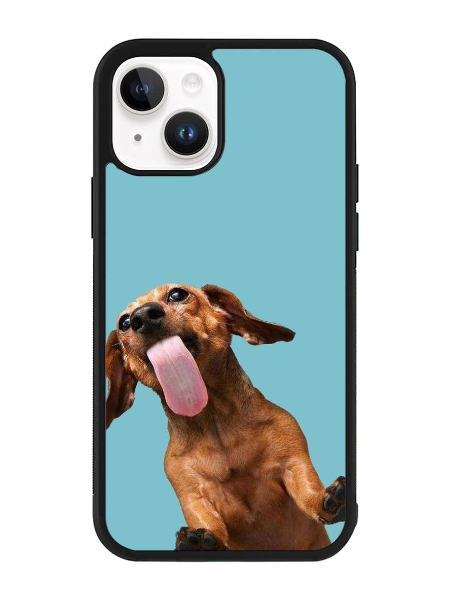 The funny thing is the dog on the glass iPhone 14 Case QC0333